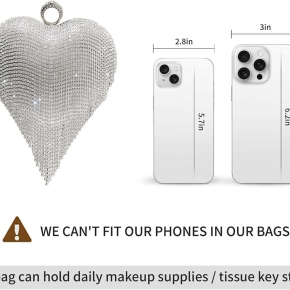 Elegant Rhinestone Clutch Purse - Perfect Heart-Shaped Evening Bag for Events - Picture 9 of 9